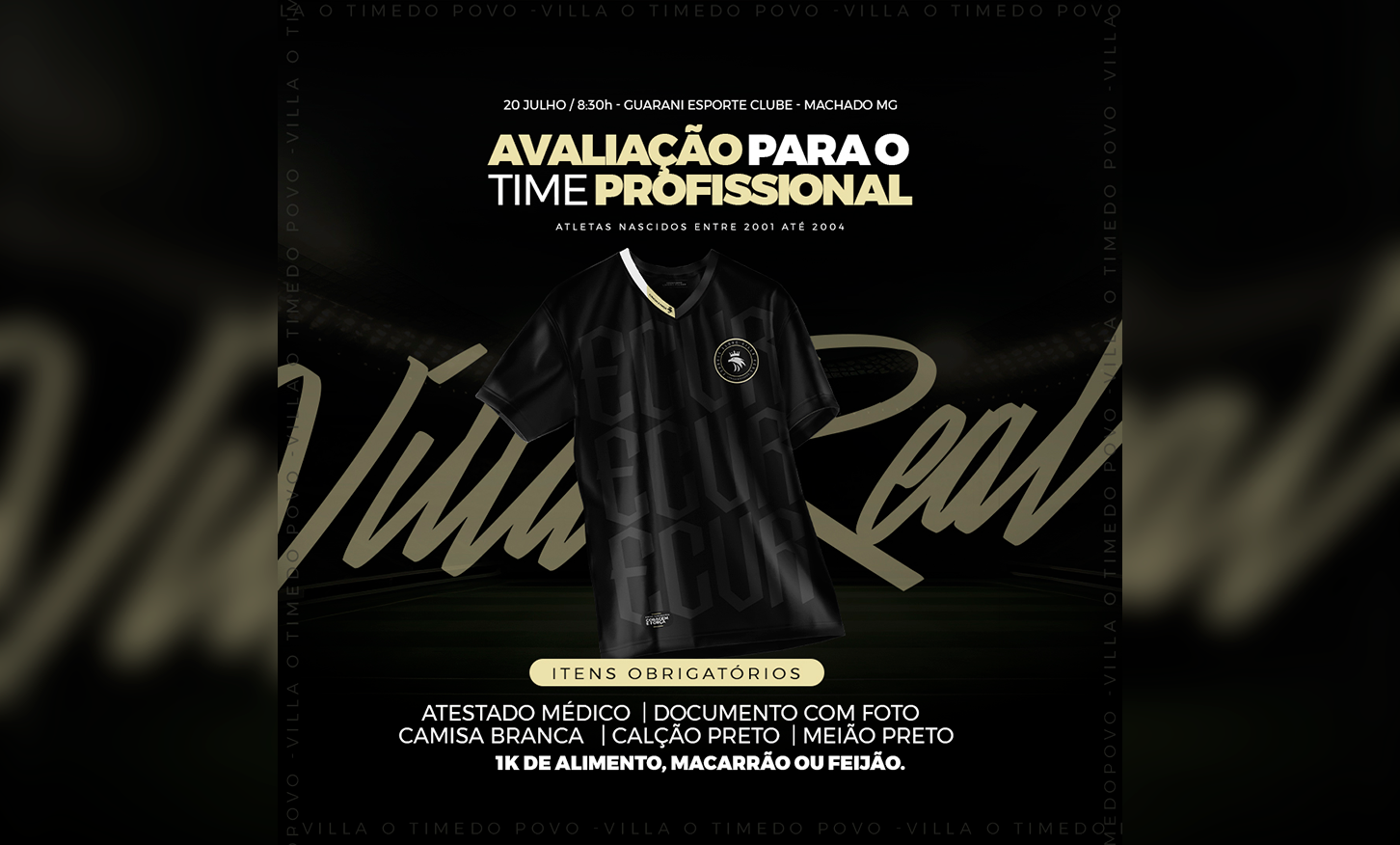 Villa Real realiza avaliação para o elenco profissional neste sábado,20, em Machado